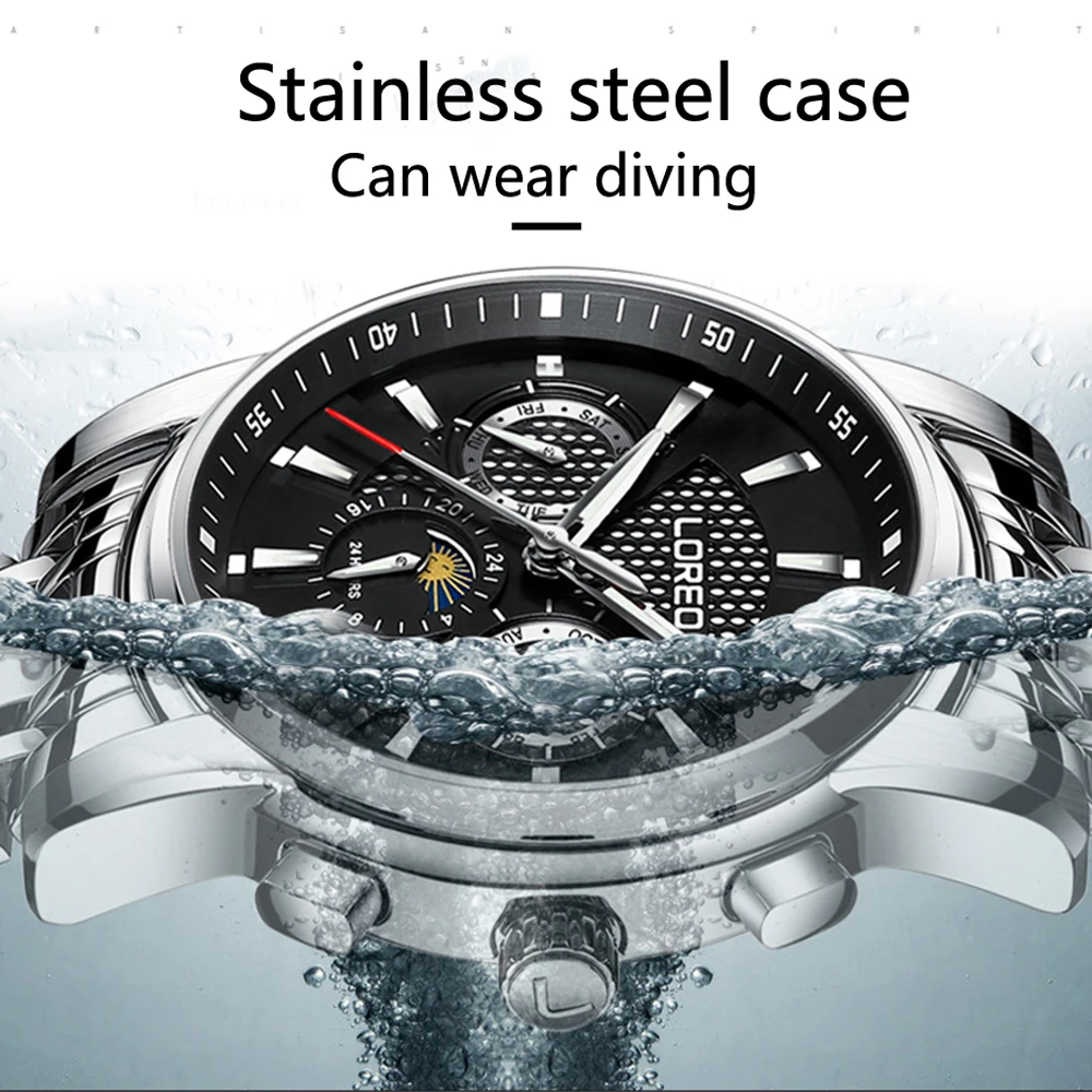 LOREO спортивные военные мужские часы лучший бренд класса люкс автоматические