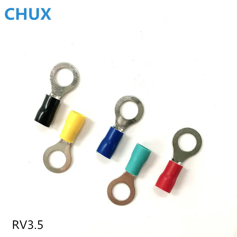 Изолированные клеммы кольцевого типа RV3.5, медный, латунный, ПВХ, автоматический обжим, 500 шт., предварительно Изолированный круглый клеммный соединитель Cimp
