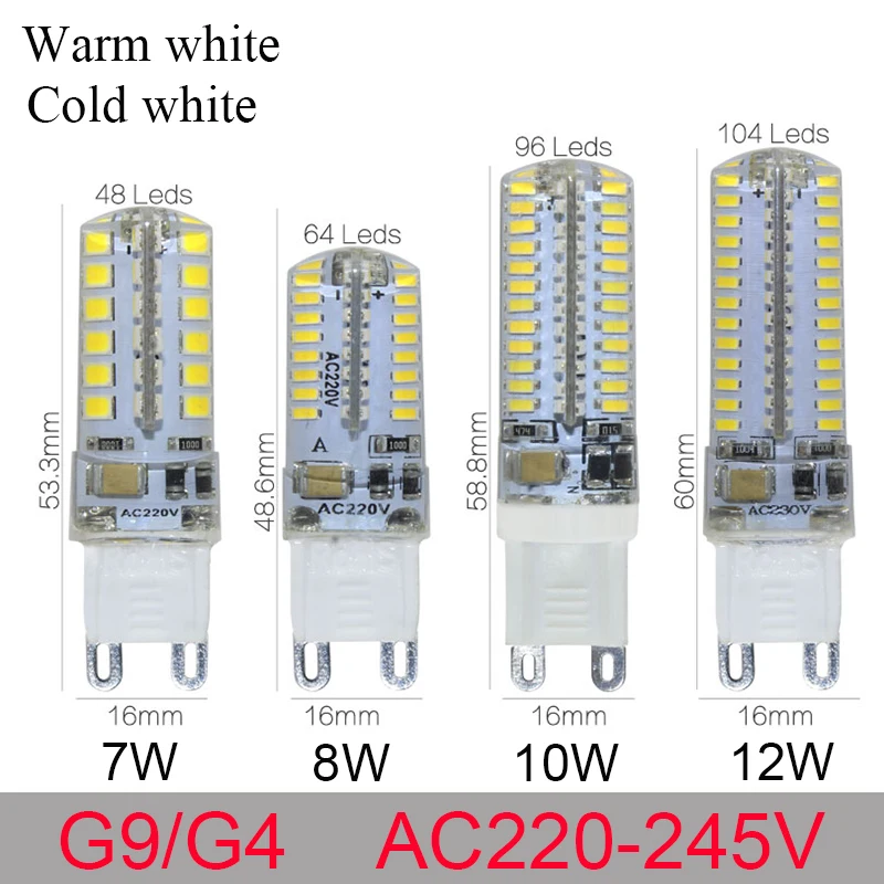 Бесплатная доставка 3 Вт 5 7 12 G9 G4 Led SMD3014 2835 48 светодиодный LED S 104 в В Точечный