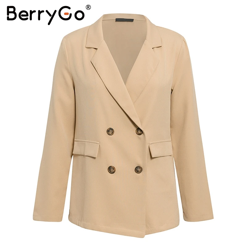 Only blazer BerryGo элегантный офисный Женский блейзер из двух предметов, костюмы, повседневный уличная Блейзер, комплекты с пуговицами и карманами, пояс с поясом, Женский костюм с шортами - Цвет: Only blazer