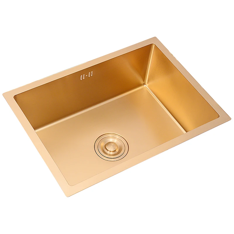 Нанозолотая настольная раковина кухонная под столом встроенная из нержавеющей