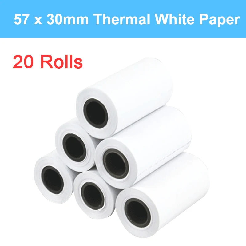 

Thermal Paper 57 x 30mm 20 Rolls POS Printer Paper Rolls For Mini Mobile POS 58mm Bluetooth USB Thermal Receipt Printer Paper