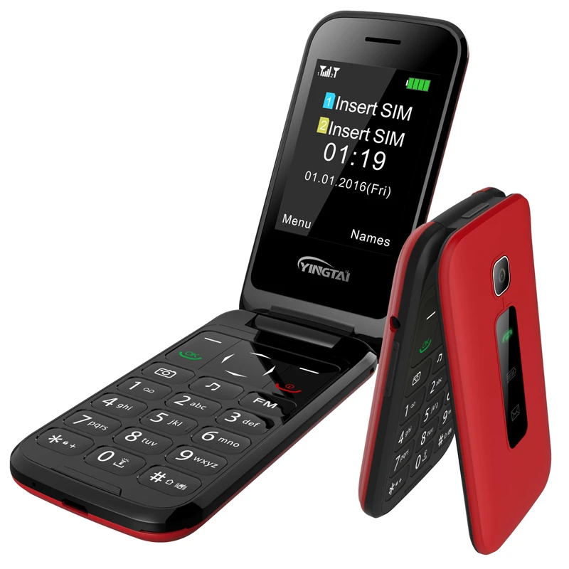 Bestellen YINGTAI T31 3G WCDMA GPRS MMS Big Push Taste Einzelne SIM Flip Handy Für Ältere 2,4 Zoll Taschenlampe SOS Senior Handy FM