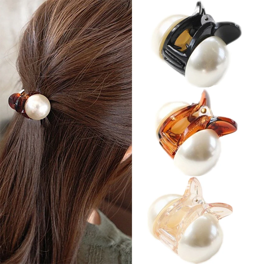 

Fashion Imitation Pearl Hair Claws for Women girls Dark coffee Champagne Black Headwear Hair Claw Acsesorios para el cabello