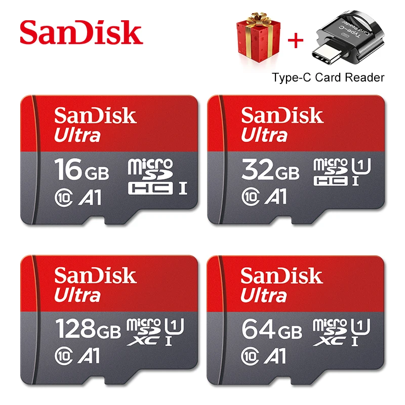 

SanDisk Ultra microSD UHS-I Card 16GB 32GB 64GB 98MB/s TF/Micro SD Card 128GB 256GB microSDHC microSD Card Type-C Black/Silver