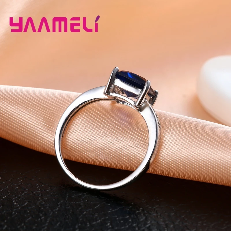 Кольцо YAAMELI элегантный таинственный стиль квадратный глубоководный синий камень