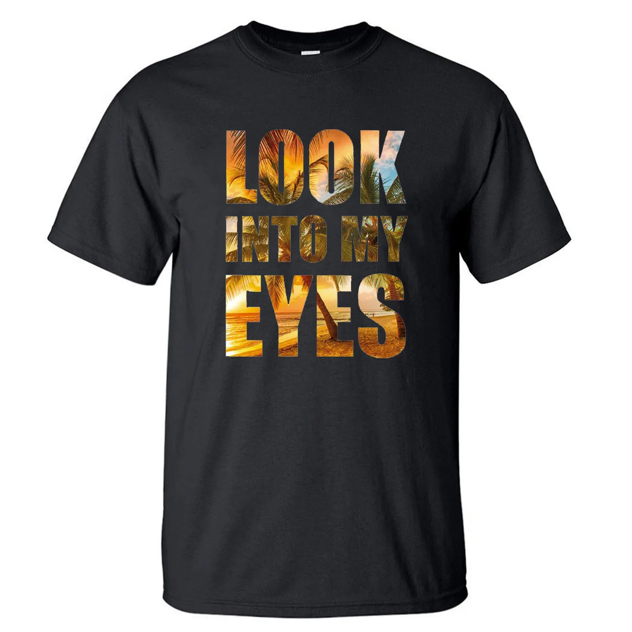 Заглянуть в глаза футболка мужские черные музыка летние хлопковые футболки с