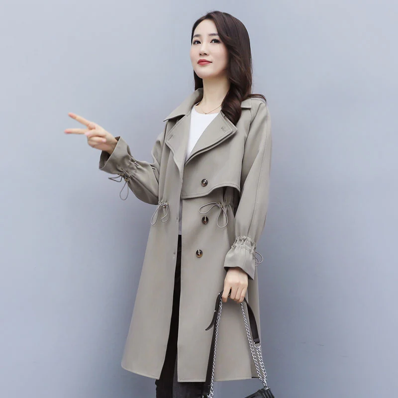 Женское длинное пальто-Тренч осеннее пальто 2020 новое корейское модное тонкое