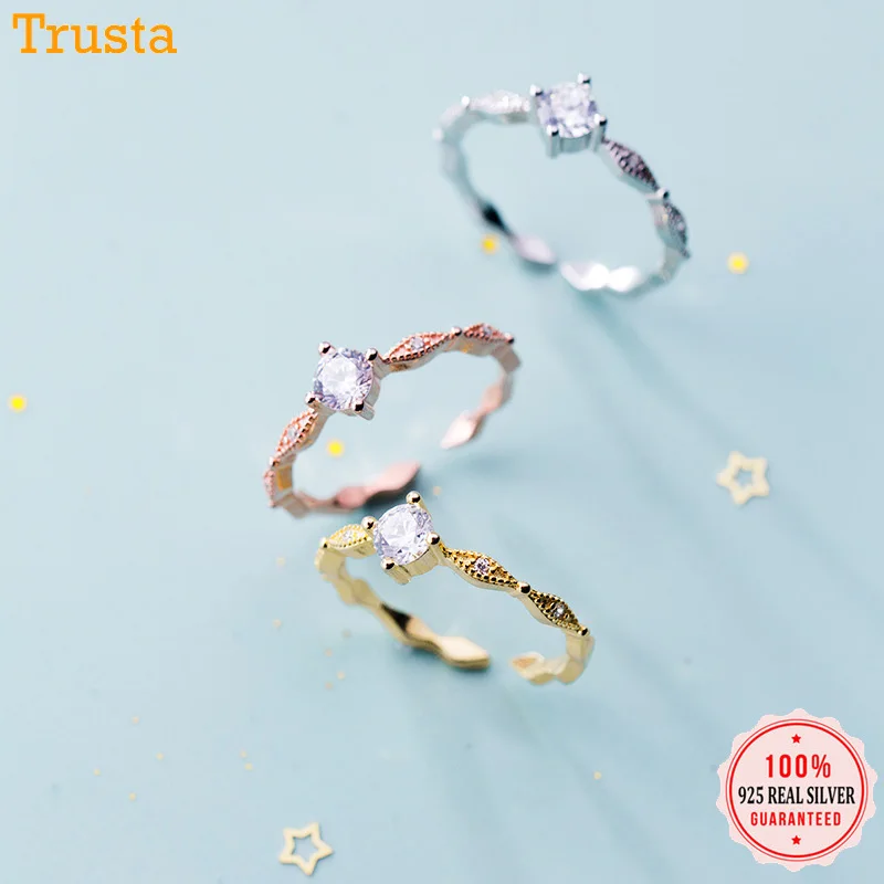 Trustdavis 100% Стерлинговое Серебро 925 пробы модное кольцо ювелирное изделие сияющее CZ