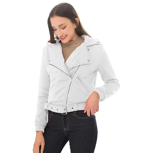 Женская Базовая куртка на молнии, теплая приталенная куртка белого цвета с длинным рукавом, верхняя одежда, модель 3XL на осень, 2019