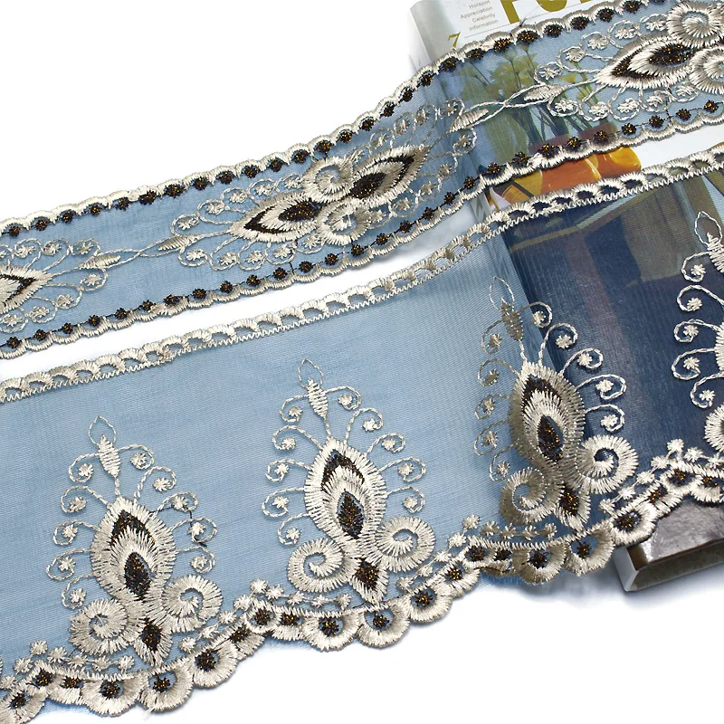 

15yards Embroidered Strip Lace Ribbon Trims Webbing for Sofa Cover Curtain Carpet Home Textile Trimmings Embroidered Lace Fabric