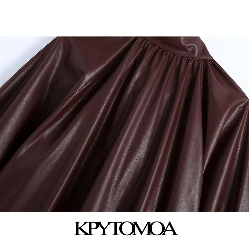 

KPYTOMOA Women 2020 Fashion With Bow Faux Leather Blouses Vintage High Neck Long Sleeve Female Shirts Blusas Chic Tops