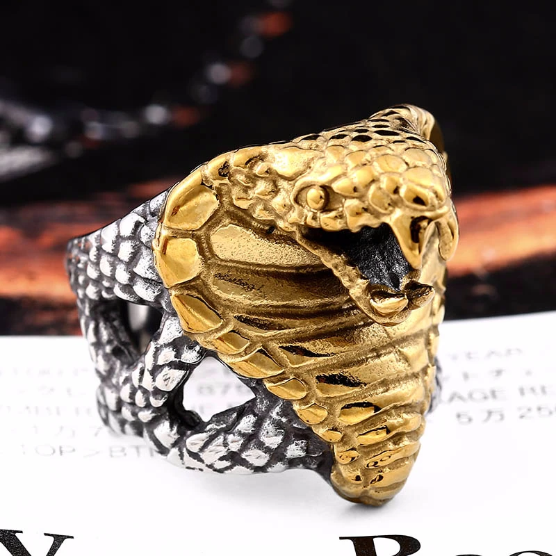 BEIER Cool Cobra Snake For Man 316L Stainless Steel Men's Unique Punk Ring Factory Wholesale Price Animal Jewerly BR8-086