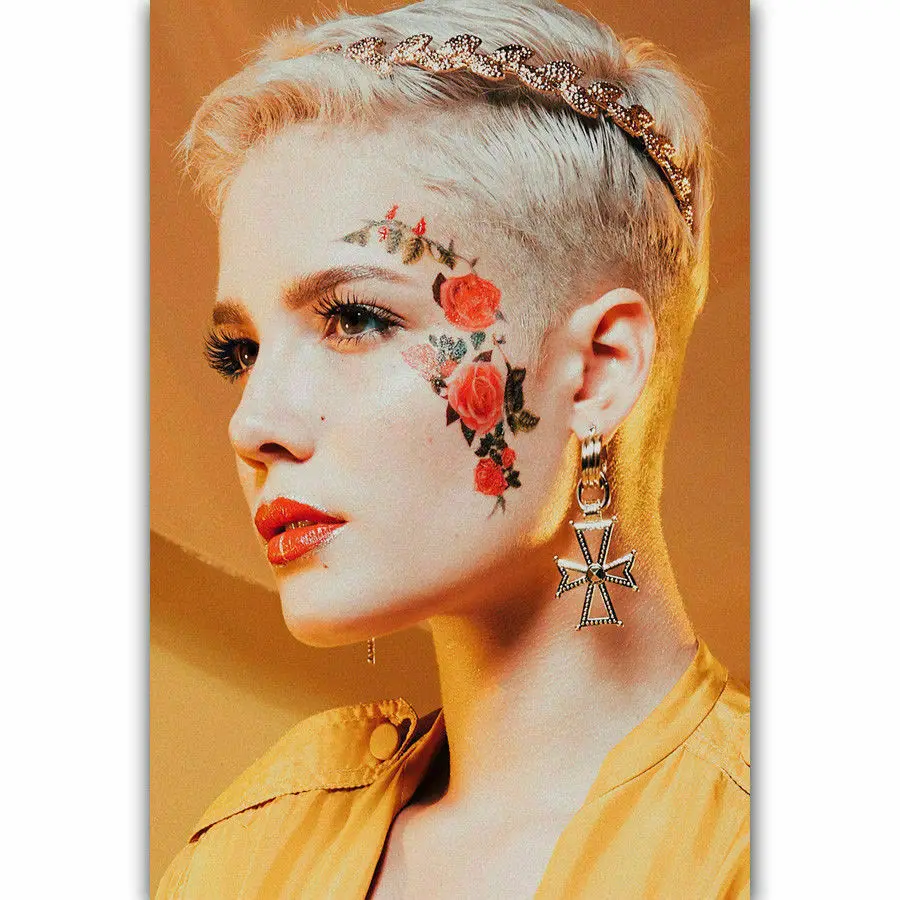Halsey рэп тату музыка ПЕВЕЦ звезда шелковая ткань наклейка яркий Декор | Дом и сад