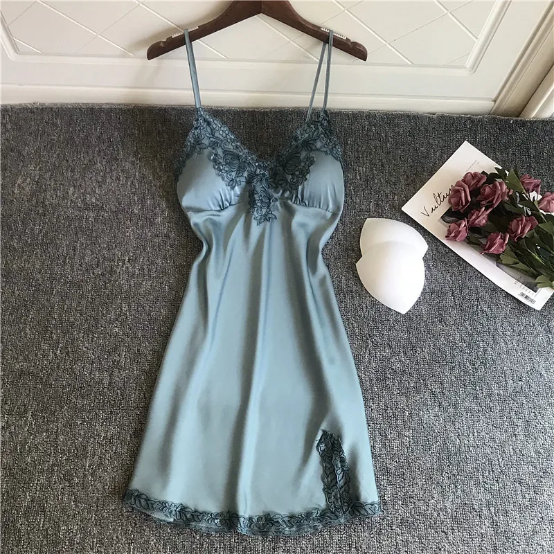 

Women Sexy Nightgown Satin Backless Nightdress Casual Mini Intimate Lingerie Sleep Dress V-Neck Nightwear Loose Kimono Bath Gown