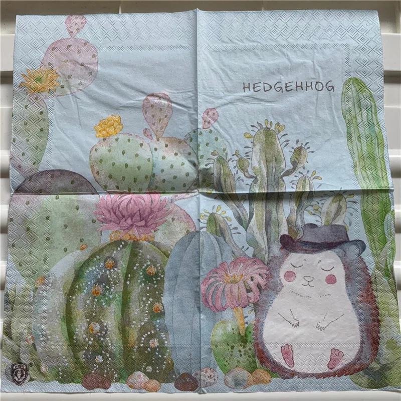 Винтажные упаковочная машина для бумажных зеленый красивый кактус милого Ежика