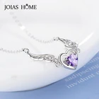 JoiasHome модные ювелирные изделия из серебра 925 пробы в форме сердца, аметистовое бриллиантовое ожерелье для женщин, подарки на свадьбу, помолвку вечерние ринку