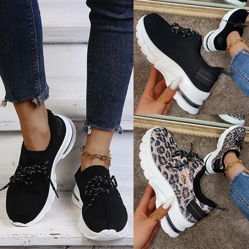 

2021 Women's Shoes Summer New Fashion Leopard Flat Sneakers Plus Size European And American Casual Comfort Single Shoes