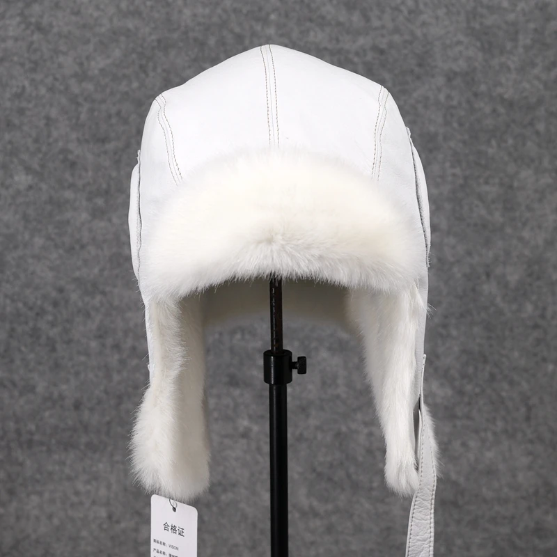Распродажа белая охотничья Лыжная шапка унисекс из овечьей кожи зимняя Русская
