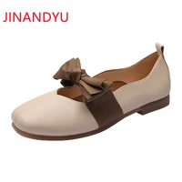 leather square toe flats ballet shoes women slip on shallow mouth loafers soft sole non slip new moccasins big size ladies flats