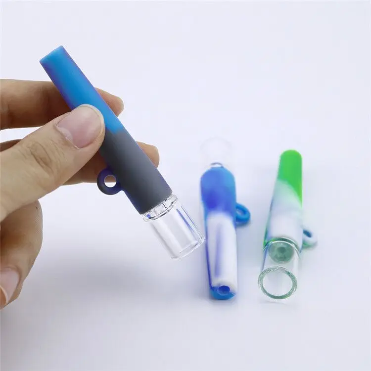 

Silicone glass tobacco pipe handy smoking pipe Herb Cigarette Pipe