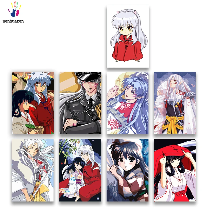 DIY картинки для раскраски по номерам с цветами Inuyasha японская Манга Аниме Картина