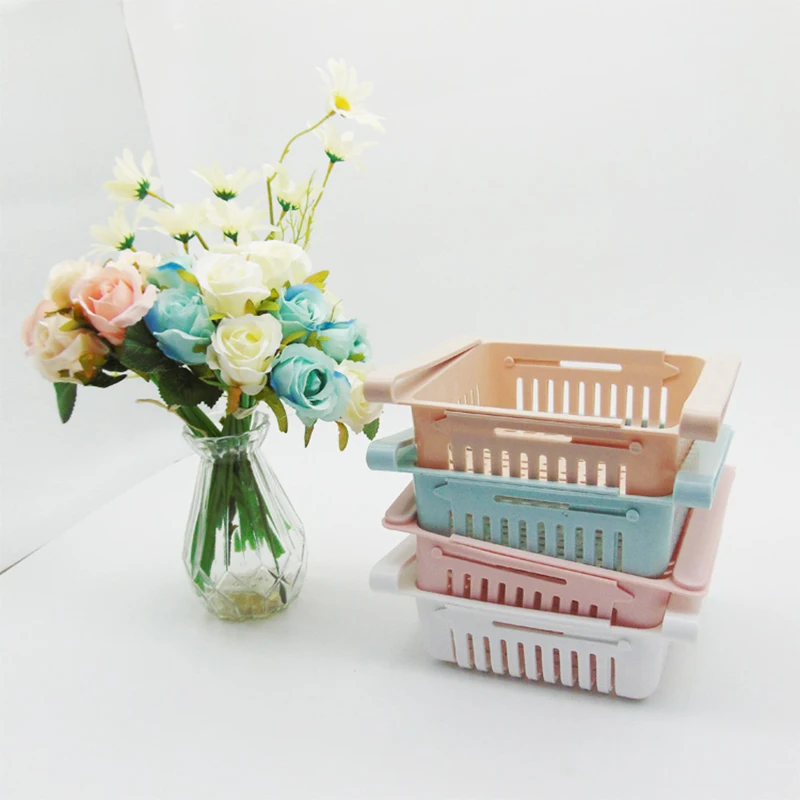 

Adjustable Stretchable Refrigerator Organizer Drawer Basket Refrigerator Pull-out Drawers Fresh Spacer Layer Storage Rack