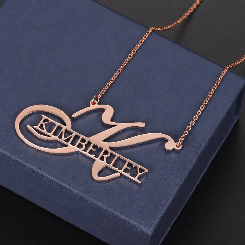

Mini-World Customized Initial Letter Necklace Personality Name Pendant Stainless Steel Jewelry for Woman Unique Birthday Gift
