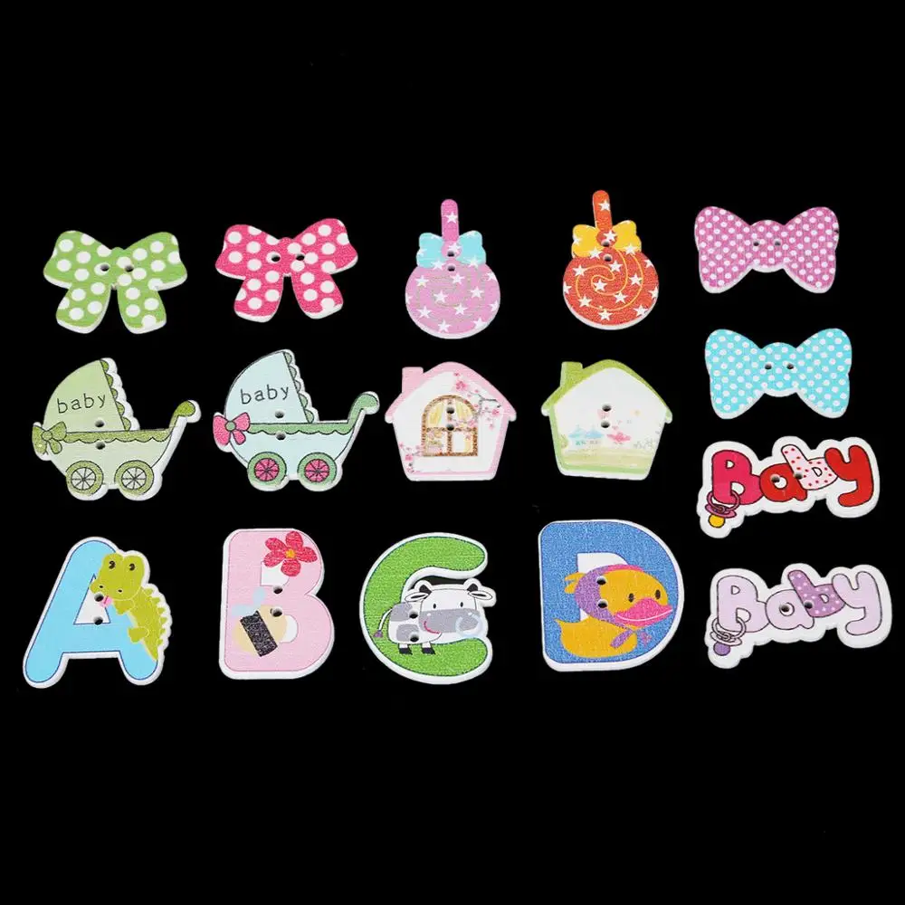 50 шт./пакет 2 отверстия деревянные швейные пуговицы разных размеров скрапбукинг