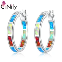 cinily round multicolor opal 925 sterling silver hoop earrings for hypoallergenic girls fine jewelry multiple styles earring