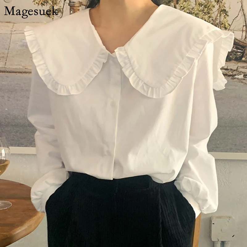 

Vintage Cotton Shirt Chic Turn-down Collar Female Long Sleeve White Blouse Women Plus Size Woman Blouses Tops Femme Blusas 14836