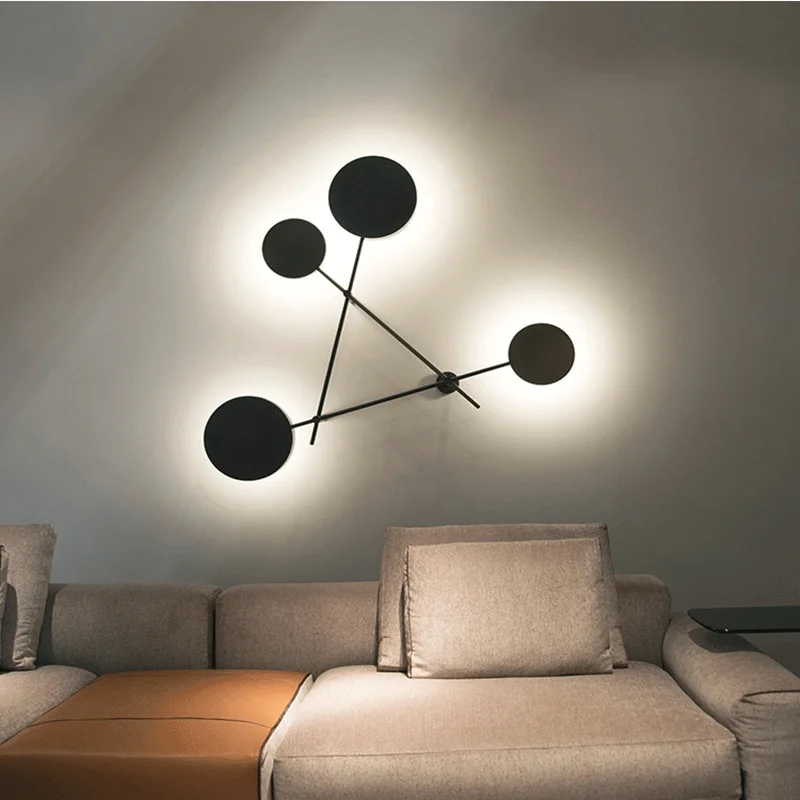 

Nordic living room wall lamp black post-modern minimalist creative personality round aisle wall lamp bedroom lamp