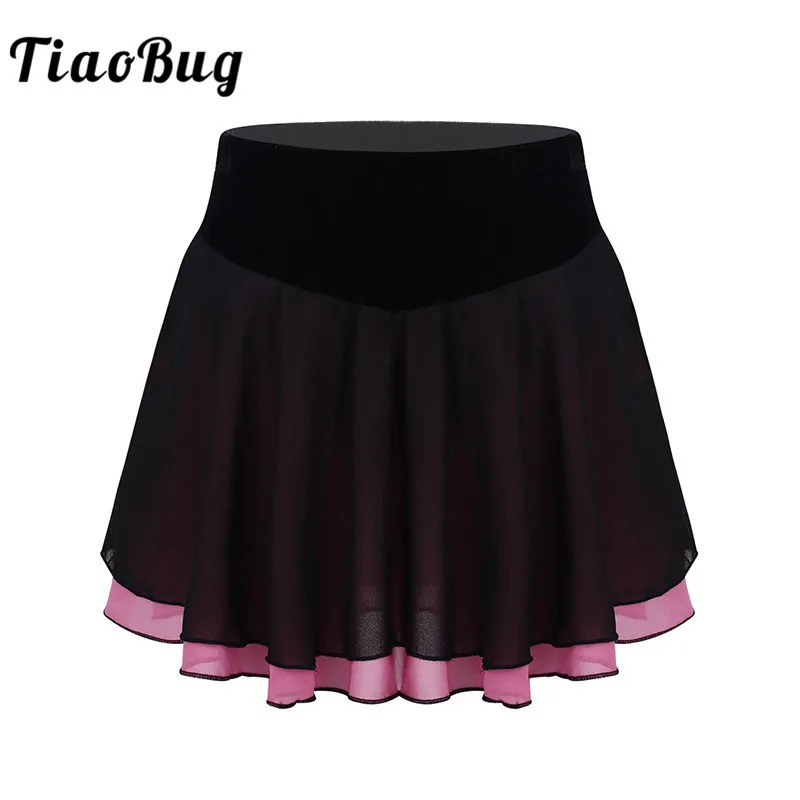 Детская Юбка для тренировок TiaoBug мягкая Вельветовая юбка из шифона фигурного