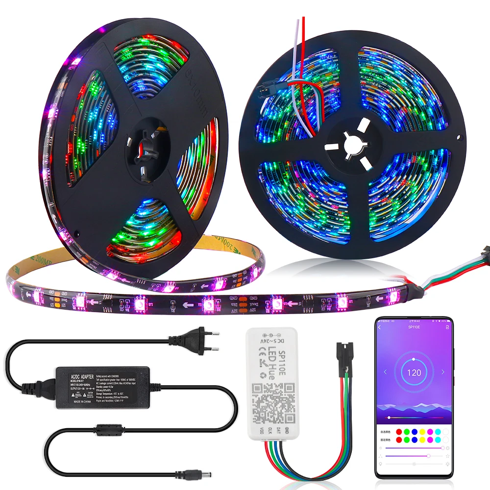 Акция 12 в RGB Гибкая полоса WS 2811 светодиодный + SP110E Bluetooth контроллер адаптер для