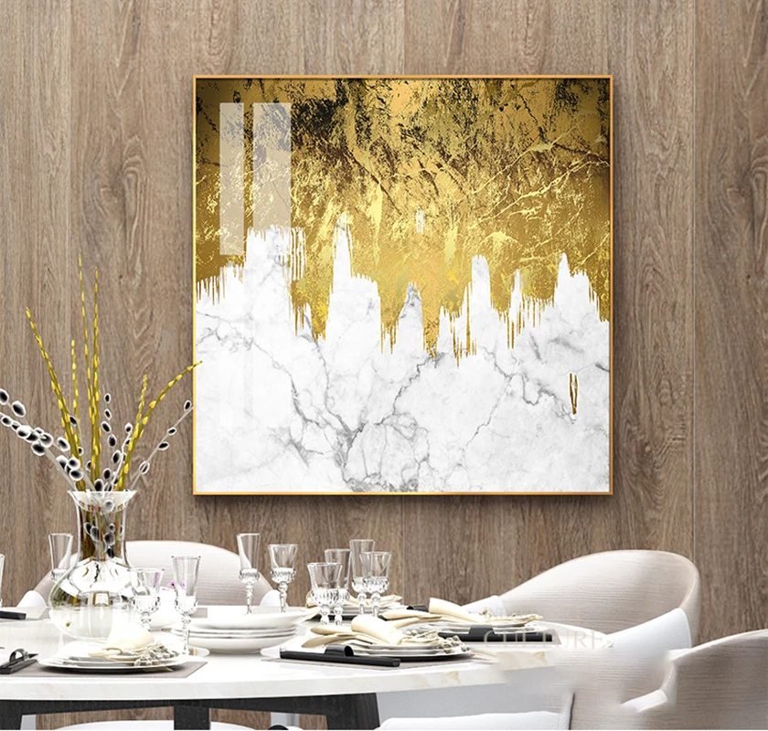 Laeacco Золотая черно-белая настенная Картина на холсте модный домашний декор