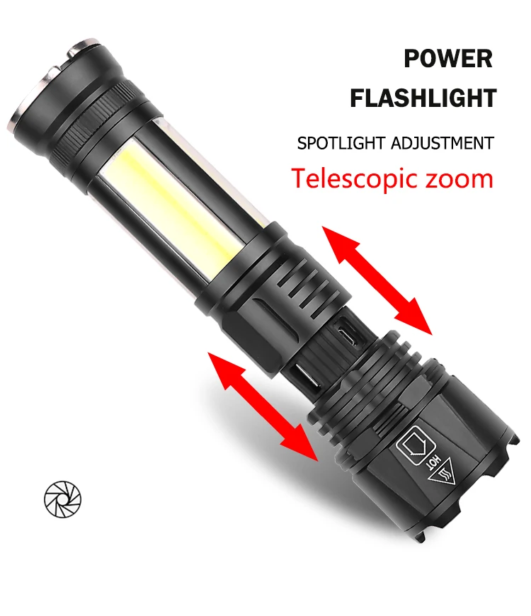 

XHP90 LED Torch LED lamp beads Led flashlight camping Stylish Zoomable 5 Modes waterproof 3*18650 battery With USB