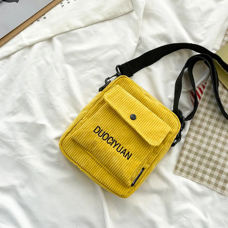 Yellow Женские сумки, сумки через плечо, новинка, брендовая модная Вельветовая сумка-мессенджер, женские школьные сумки с буквами, сумки через плечо - Цвет: Yellow