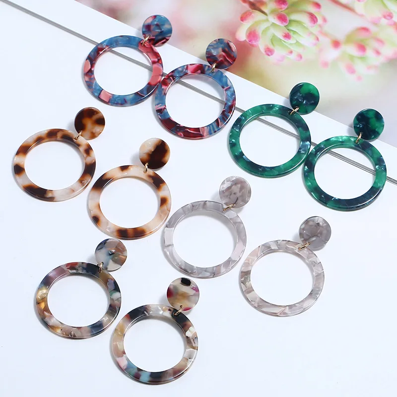 4 пар/уп. большой Леопардовый Черепаховый Акриловый комплект CC сережек женские