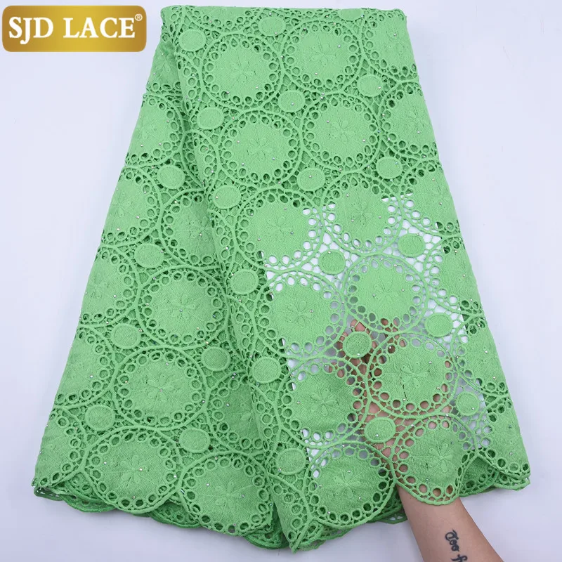 

SJD LACE Onion African Lace Fabric With Stones Guipure cord Water Soluble Lace Fabric Holes Design For Nigerian Wedding SewA1901