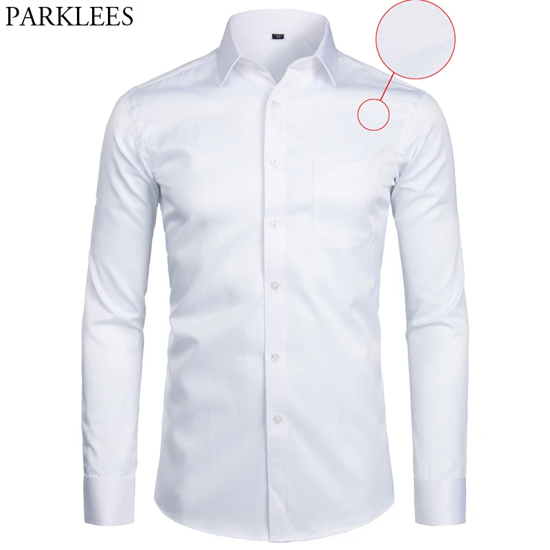 

Men's Long Sleeve Dress Shirt Solid Striped Slim Fit Casual Business Formal Button Up Shirts for Men with Pocket