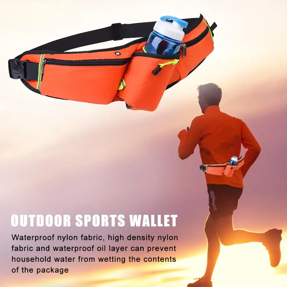 

Classic Texture Non-slip Waist Bag Belt Water Bottle Bag Mobile Phone Outdoor Bag Multi-Pocket for Camping Hiking Sports