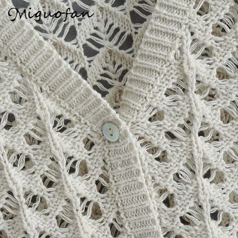 Miguofan однотонные Вязаные Короткие кардиганы женские свитера джемперы с вырезами