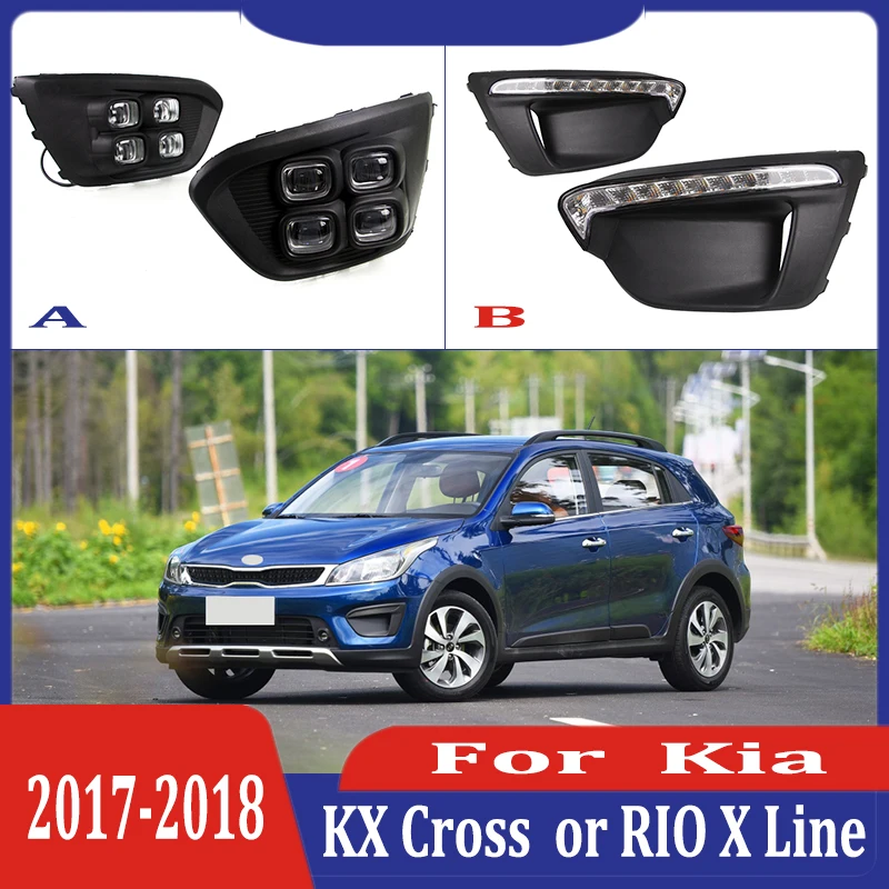 

Дневные ходовые огни для Kia KX Cross или RIO 2017-2018 светодиодный светодиодные, DRL, противотуманные фары, 6000 К, белый, желтый, синий, 2 шт.