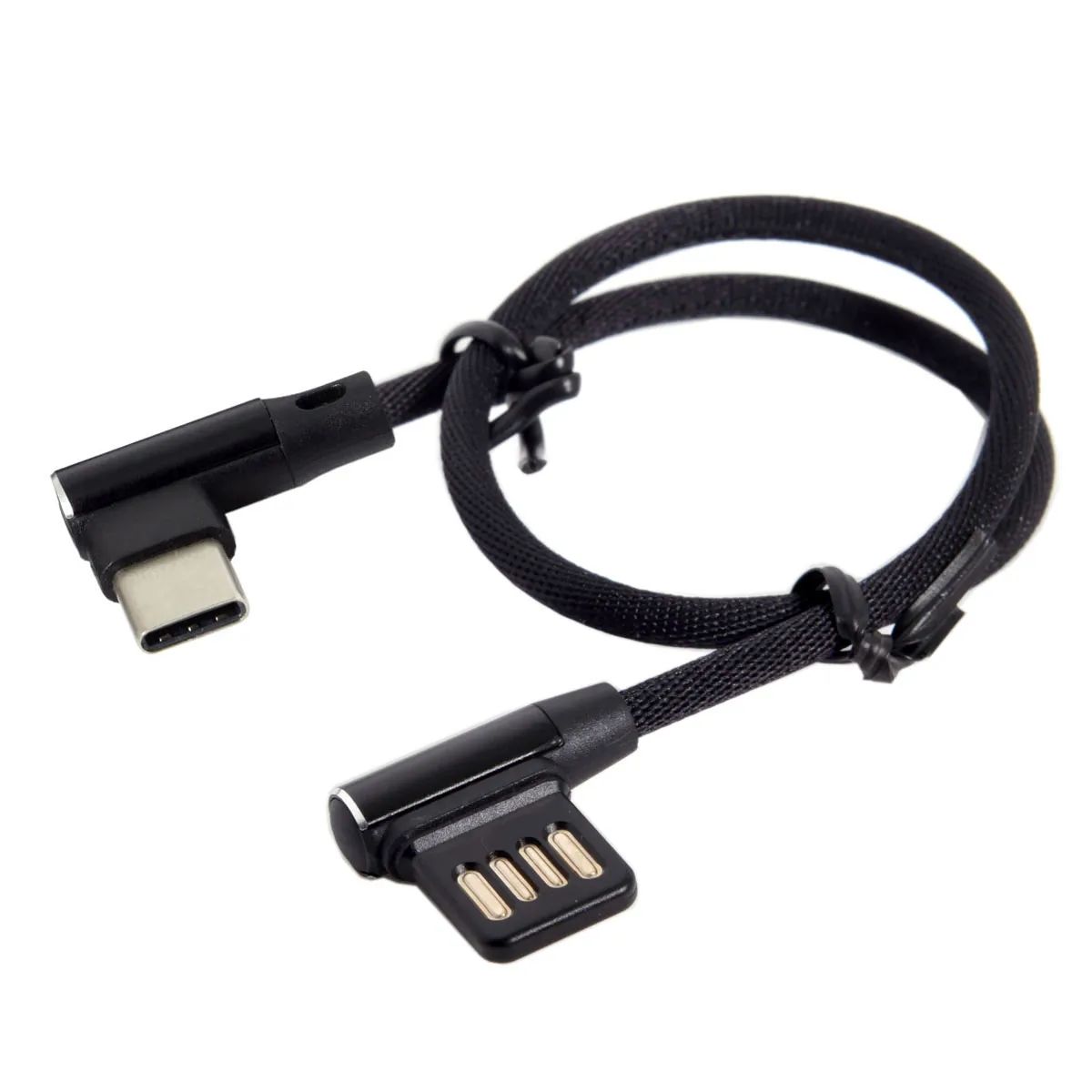 

CY USB 2.0 Left Right Angled 90 Degree to Type-C USB-C 3.1 Data Cable With Nylon Sleeve Braid for Tablet & Phone 15cm