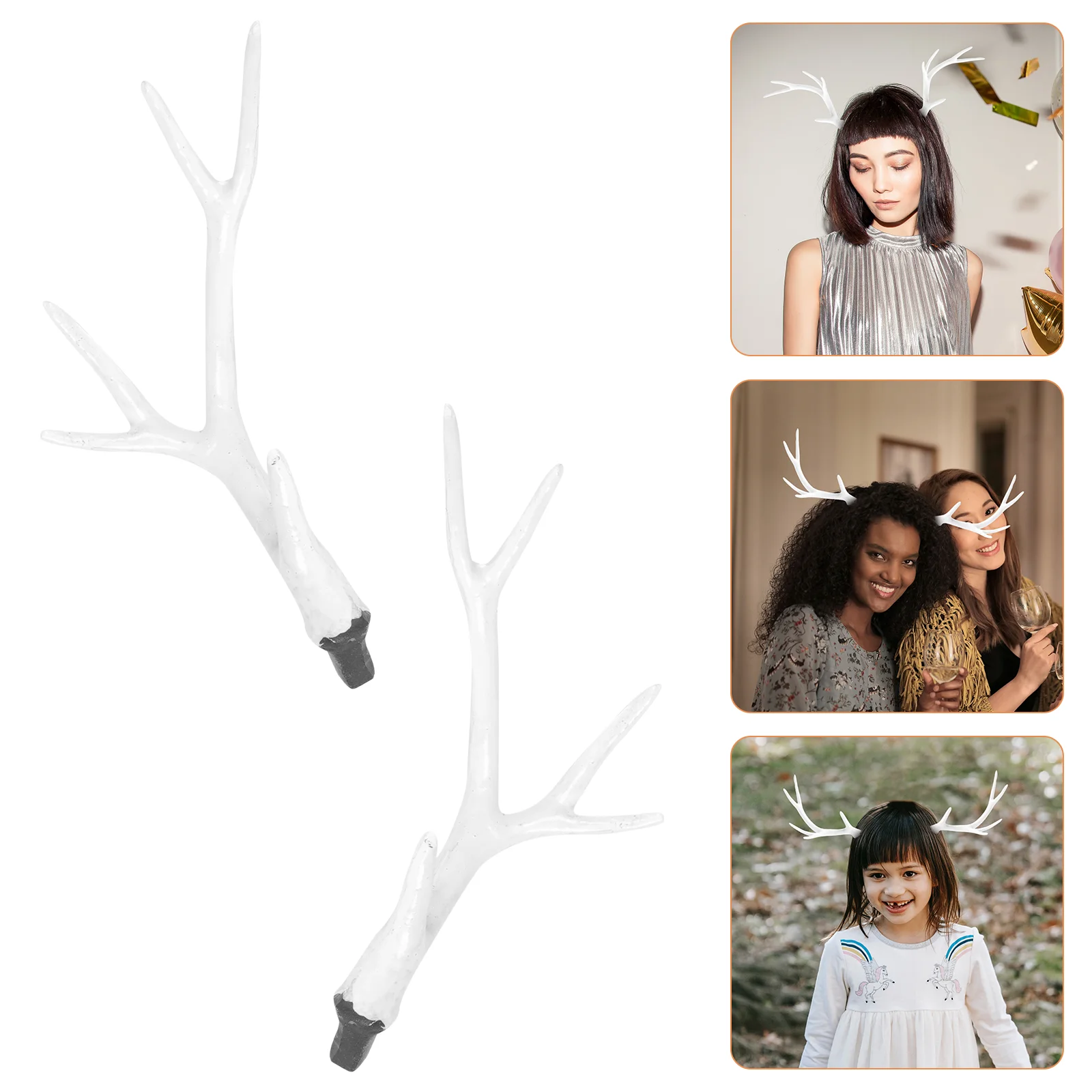 

1 Pair of Fake Deer Horn Headdress Accessory DIY Hair Decor for Xmas (White)