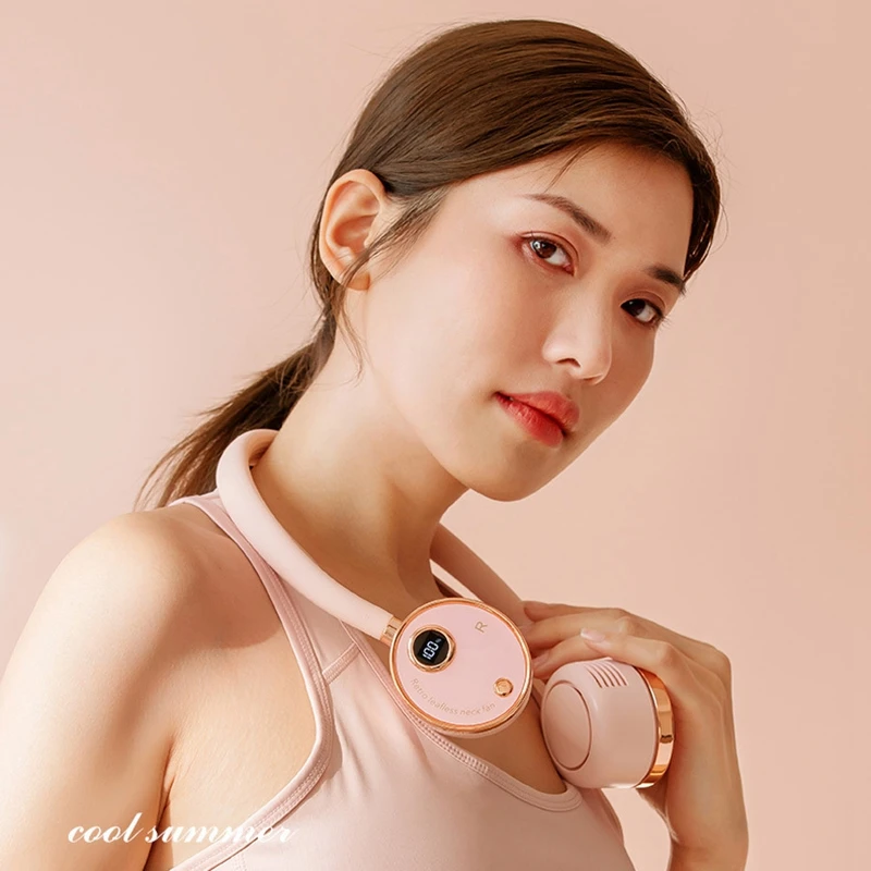 

Portable Leafless Lazy Hanging Dual Cooling Neck Fan Charging Outdoor Sports Neckband Mini Air Cooler Conditioner