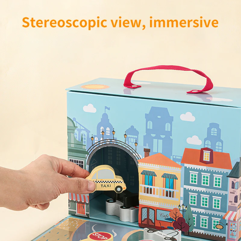 

Child Wooden City Traffic Animal Zoo Scene Building Blocks 3D Stereo Scene Building Blocks Model Baby Educational Enlighten Toy