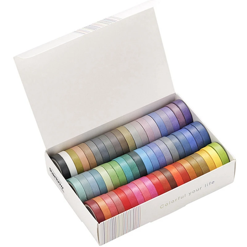 

60 Pcs/lot Rainbow Solid Color Decorative Adhesive Tape Masking Washi Tape Set DIY Scrapbooking Sticker Label Stationery