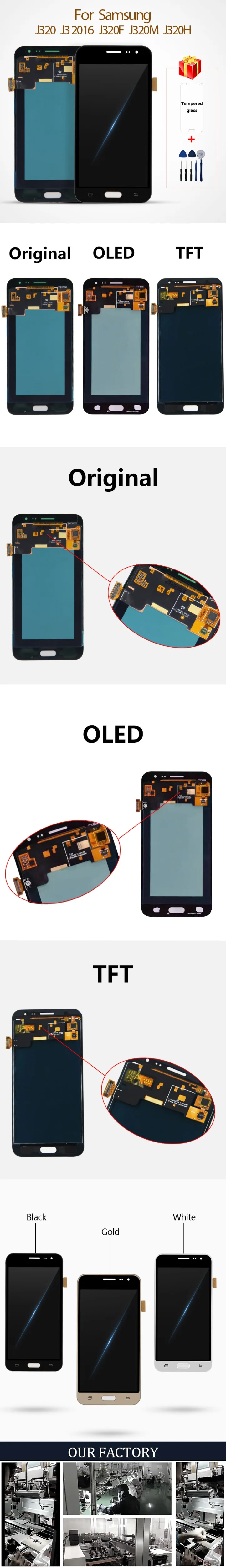 Супер AMOLED для samsung Galaxy J3 J320 lcd J320F J320A J320M J320Y lcd сенсорный экран дигитайзер дисплей для J3 lcd
