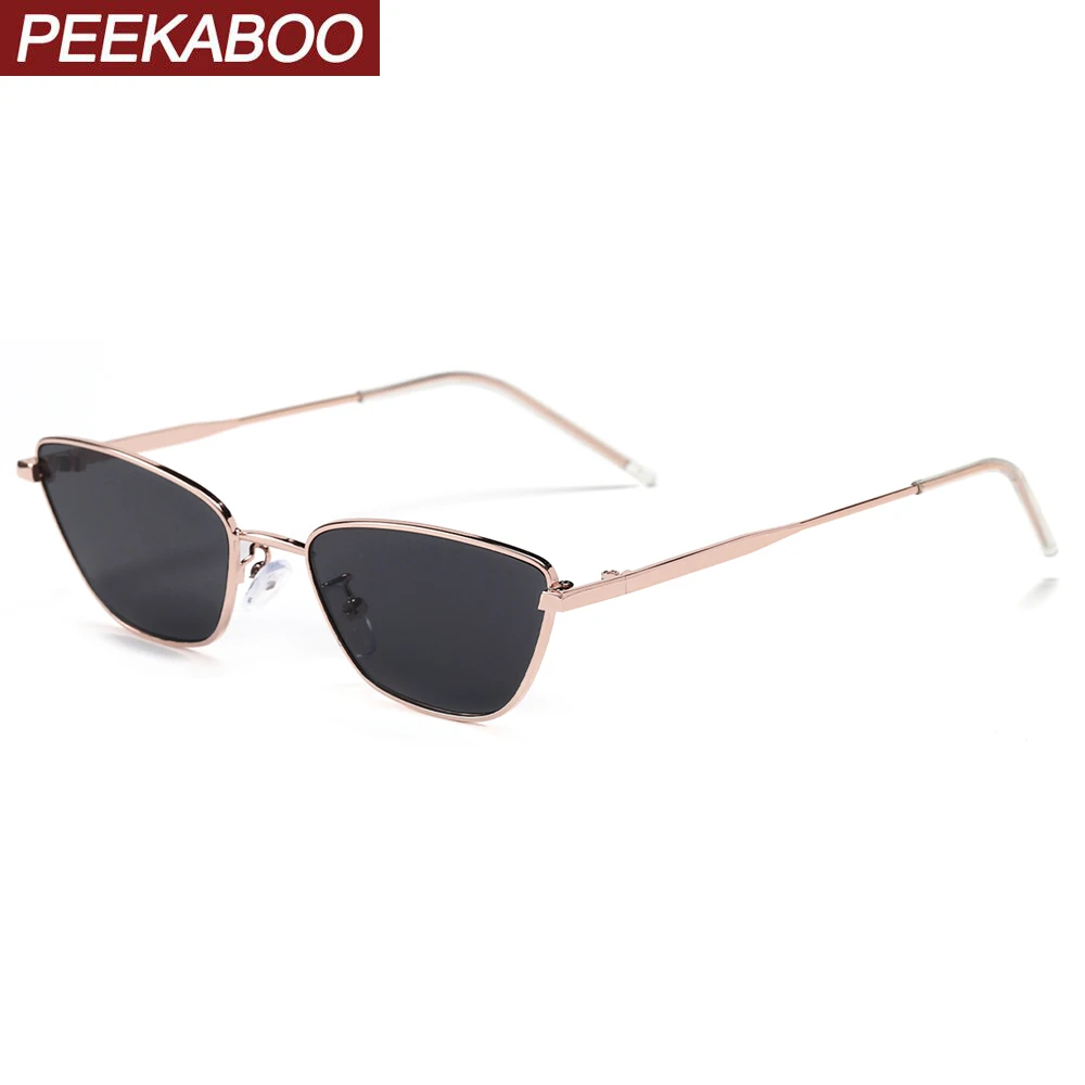 

Peekaboo gold metal sunglasses small female uv400 ladies sun glasses cat eye men 2021 women accessories pink blue hot-selling